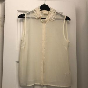 Pins & Needles sheer sleeveless blouse with color embellishment
